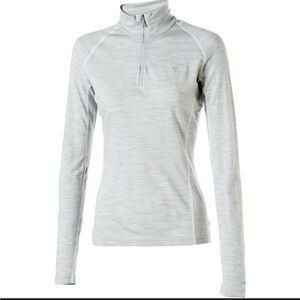 Icebreaker BodyFit 200 Chakra Quarter Zip Top Womens Grey Merino Wool Sz L